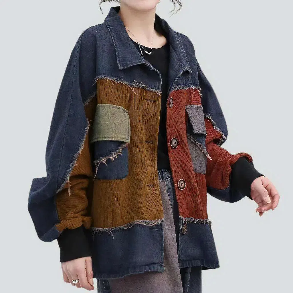 Chore distressed jean jacket
 for women