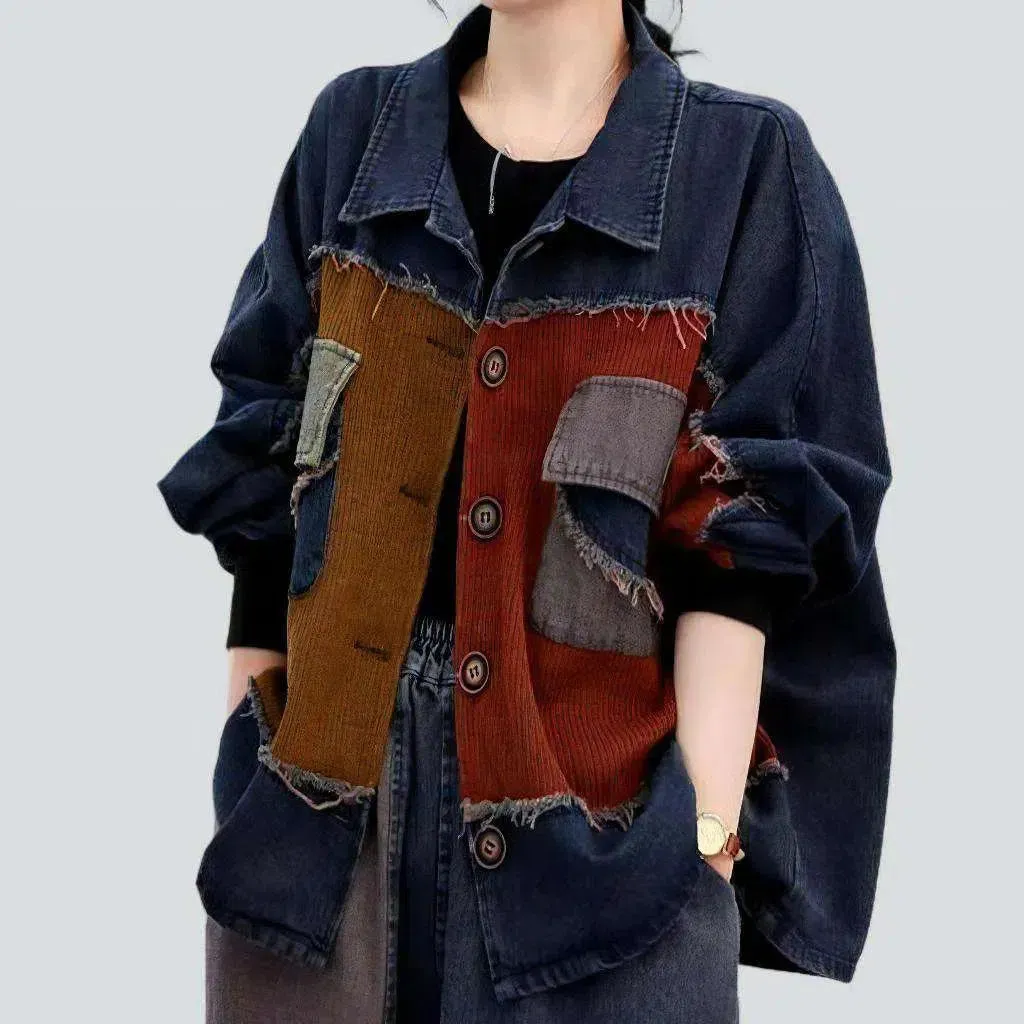 Chore distressed jean jacket
 for women