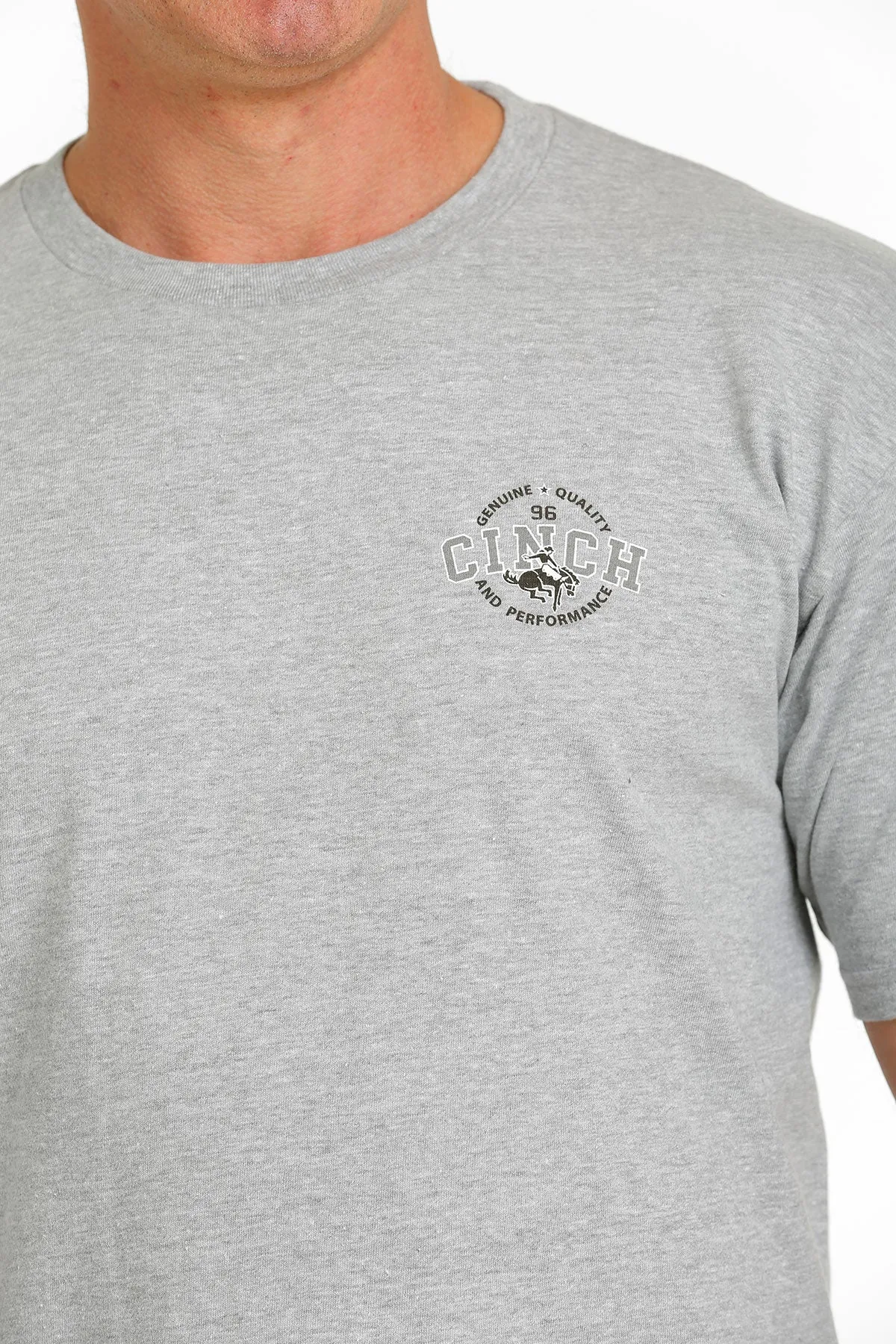 CINCH HEATHER GRAY BUCKING BRONC SCREEN PRINT LOGO TEE