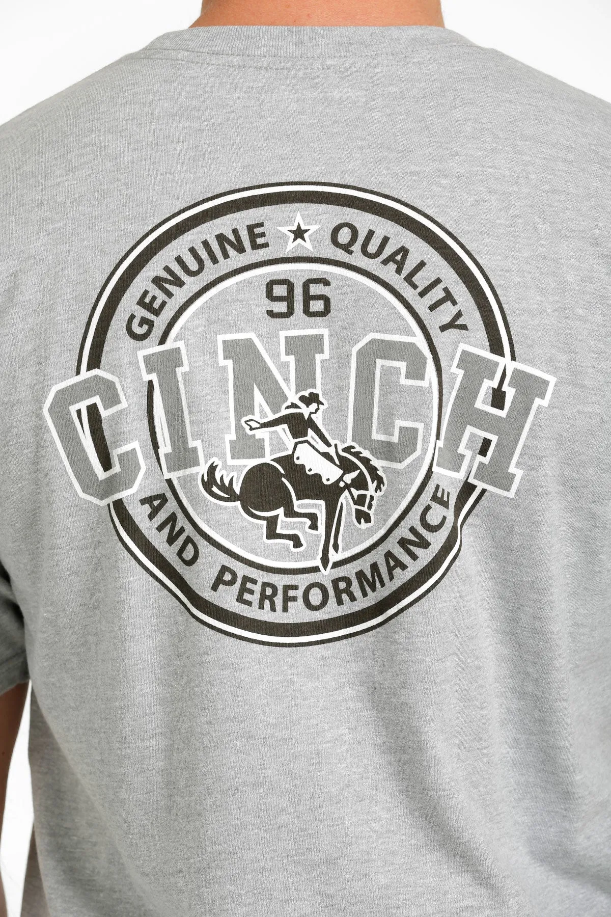 CINCH HEATHER GRAY BUCKING BRONC SCREEN PRINT LOGO TEE