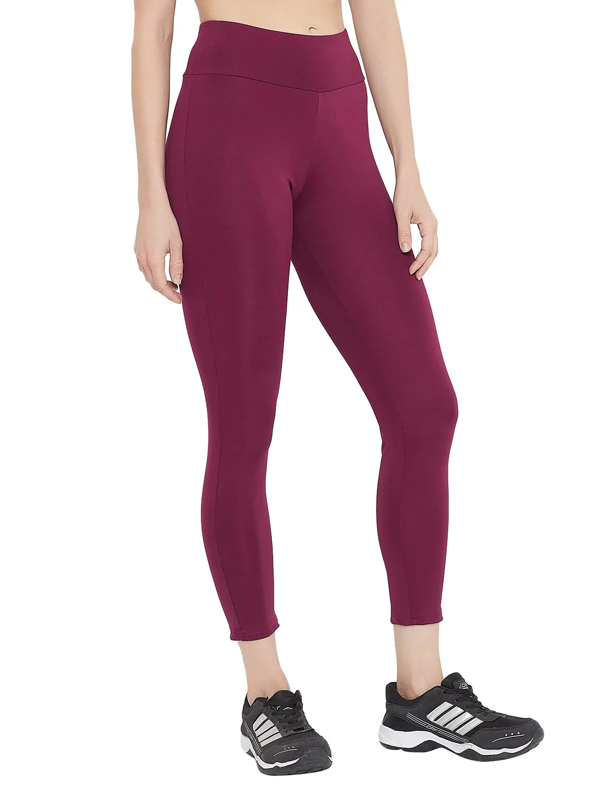 Clovia Women's Activewear Ankle Length Tights (AB0042A15_Purple_M)