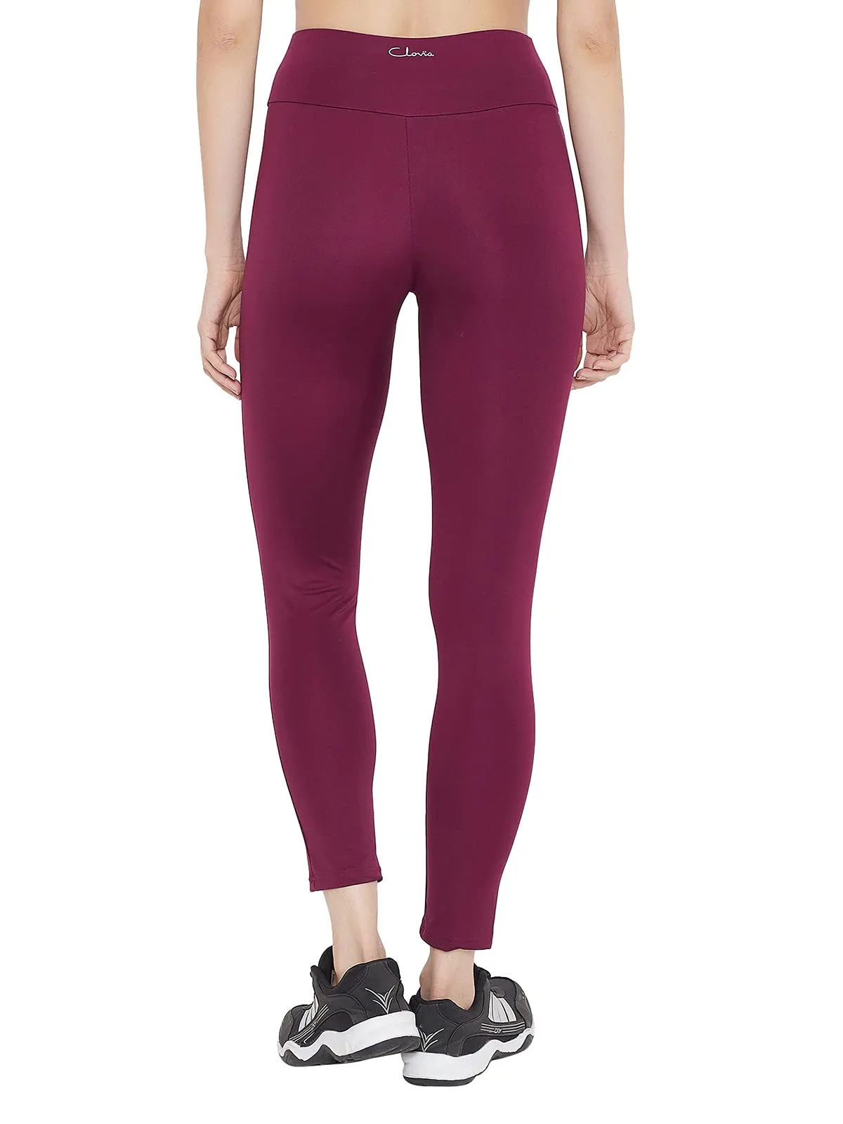 Clovia Women's Activewear Ankle Length Tights (AB0042A15_Purple_M)