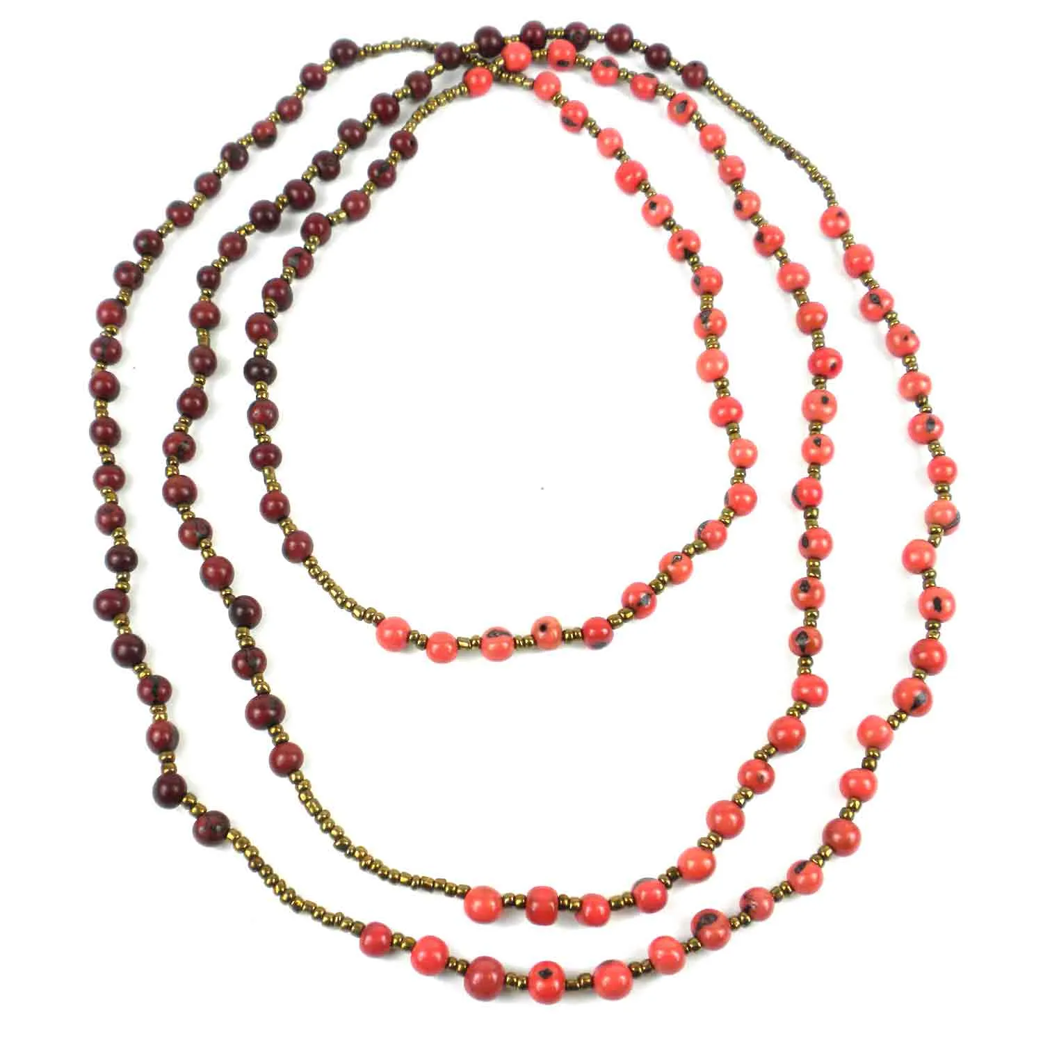 Colorblock Rope Necklace Burgundy and Coral Faire Collection