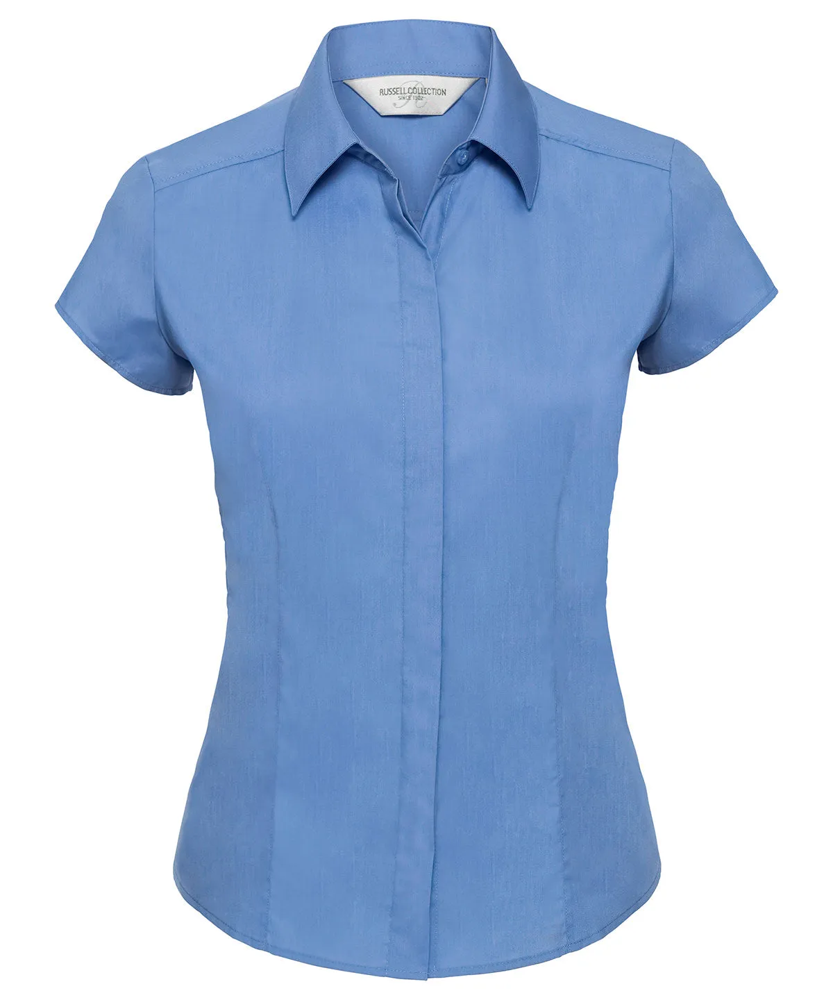 Corporate Blue - Women's cap sleeve polycotton easycare fitted poplin shirt