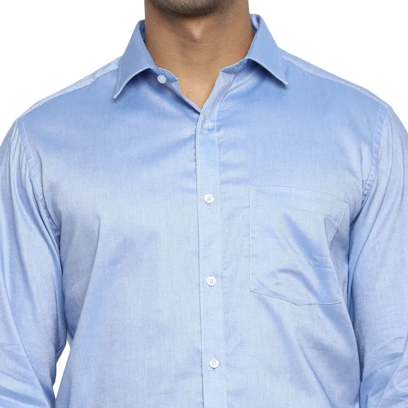 Cotton Sky Blue Regular Fit Shirts