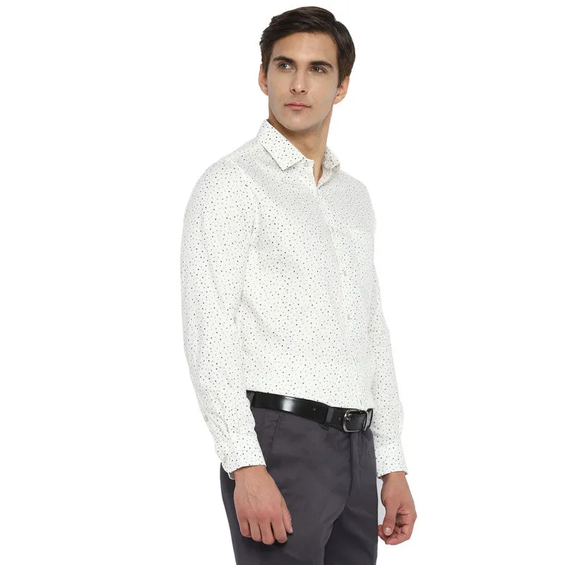 Cotton White Printed Slim Fit Shirts