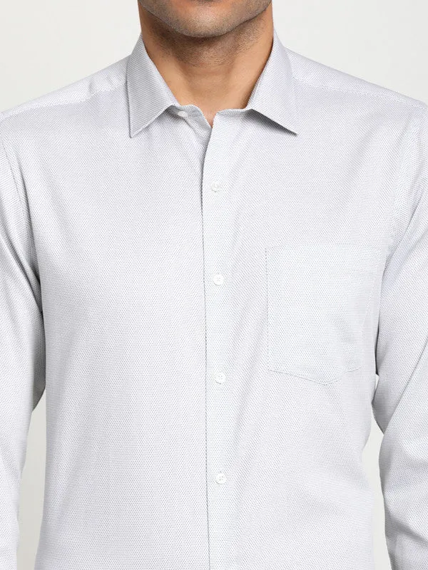 Cotton White Slim Fit Self Design Formal Shirts