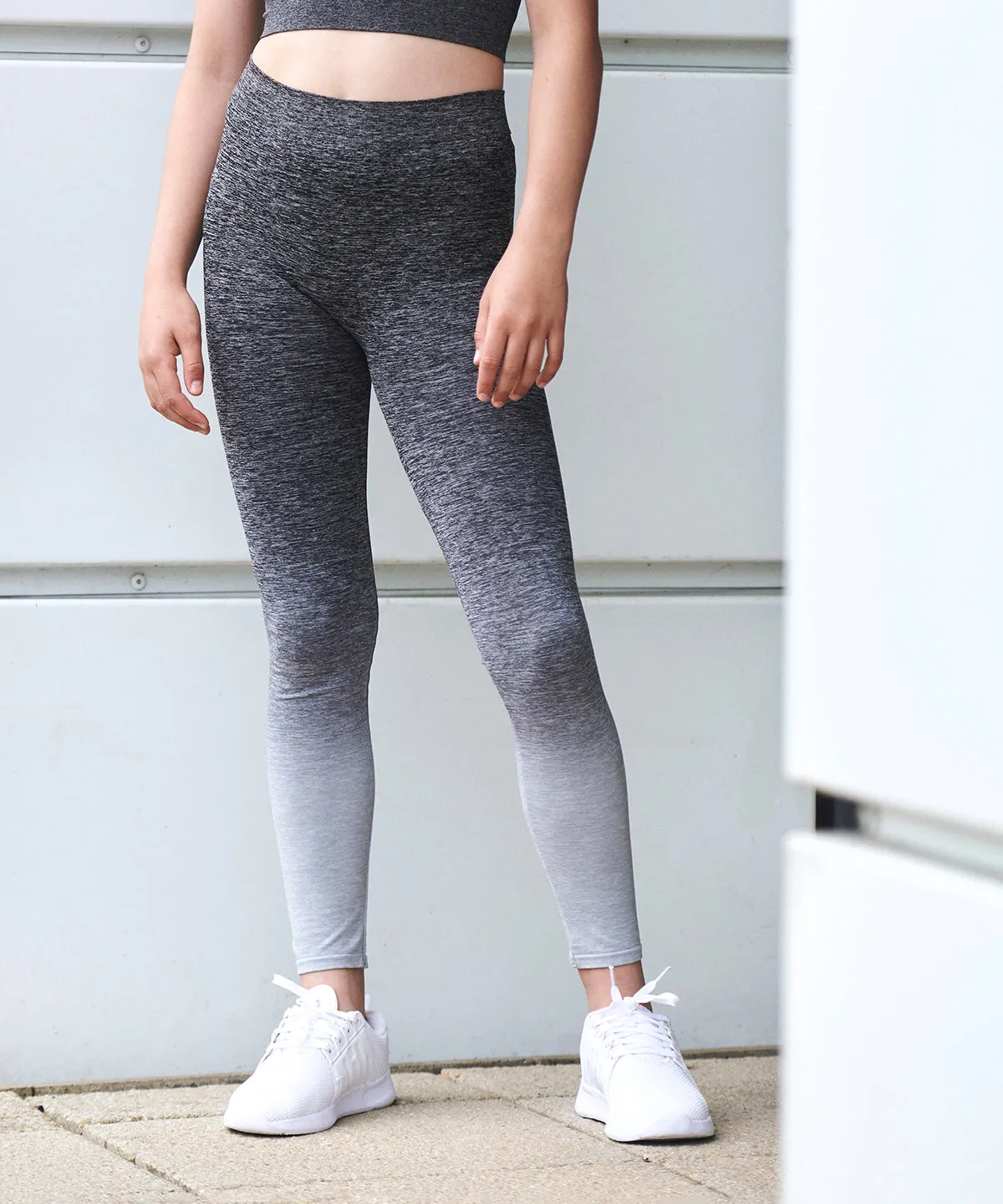 Dark Grey/Light Grey Marl - Kids seamless fade-out leggings