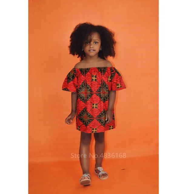 Fashion Kids African Clothes 2020 News Shoulder Off Girl Mother and Daughter Dashiki Family Clothing African Dresses for Women