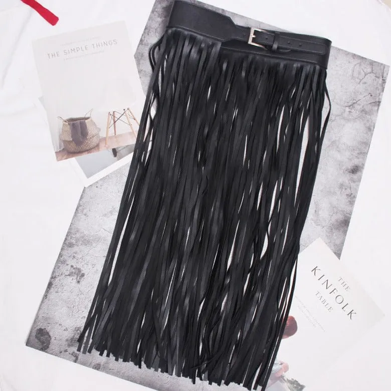 Fashion Leather Long Tassel Belt