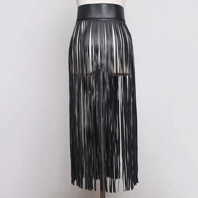 Fashion Leather Long Tassel Belt