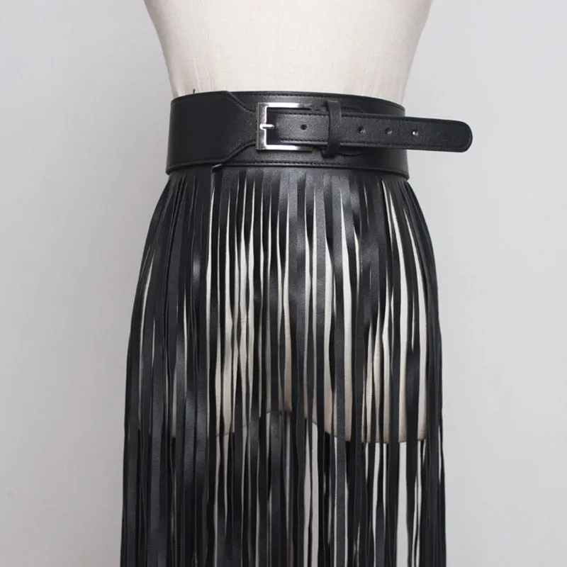 Fashion Leather Long Tassel Belt