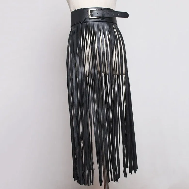 Fashion Leather Long Tassel Belt