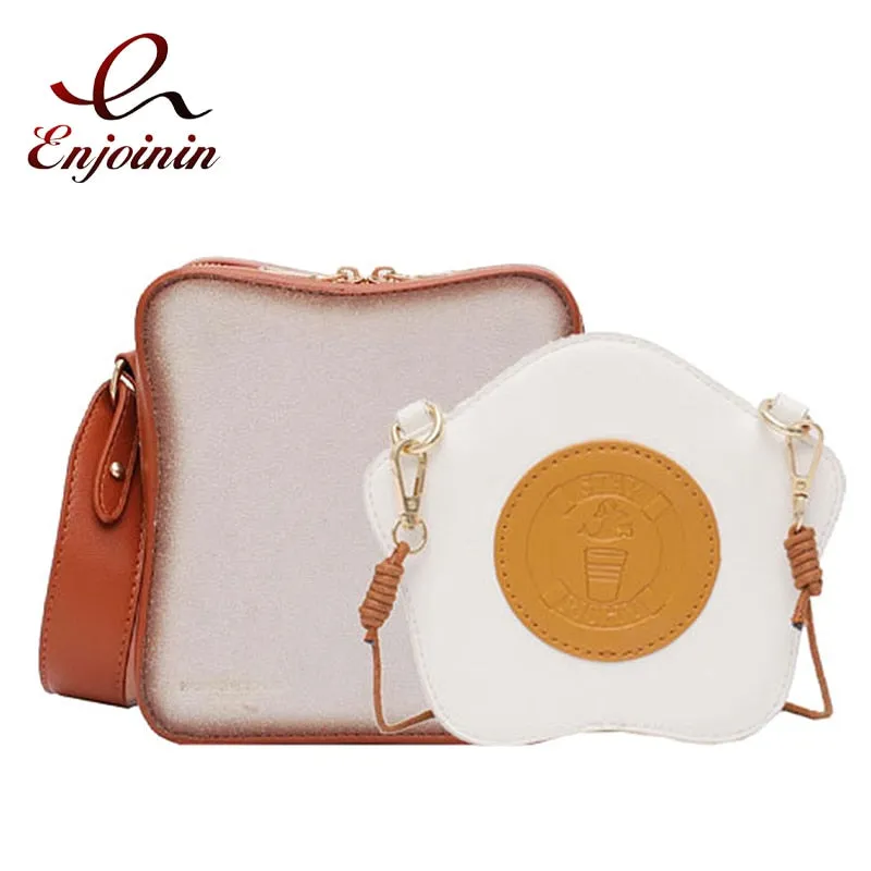 Fun Toast Design Crossbody Bag - PU Leather Fashion Women Purses