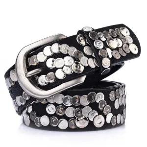 Genuine Leather Rivet Metal Punk Belt