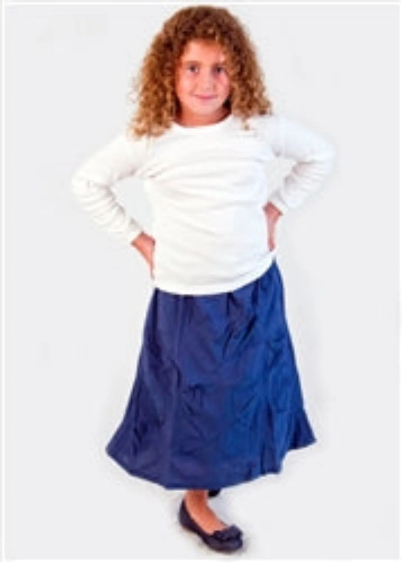 Girls Long Pinched Skirt - 3 Color Choices