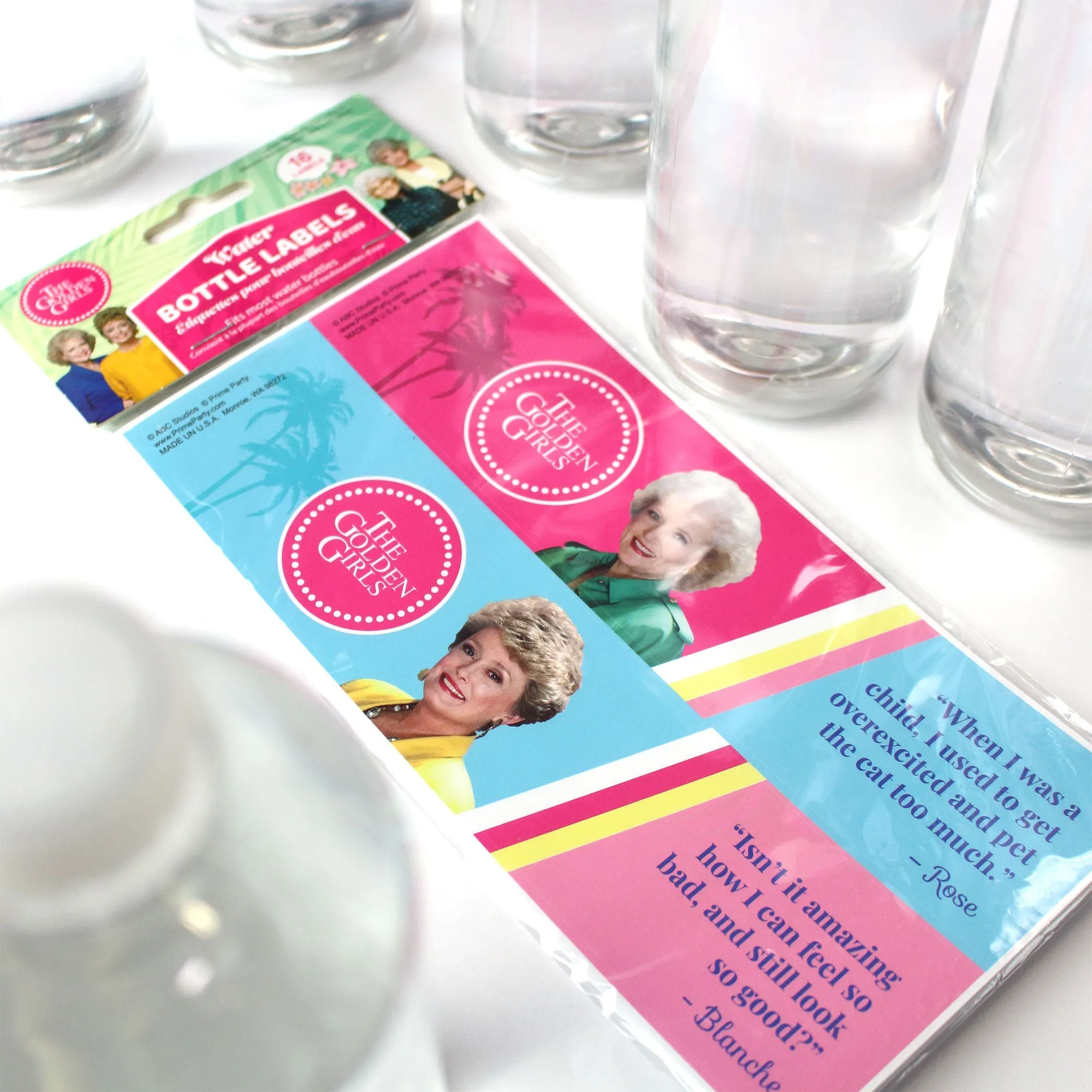 Golden Girls Water Bottle Labels, Waterproof Bottle Wraps - Set of 16