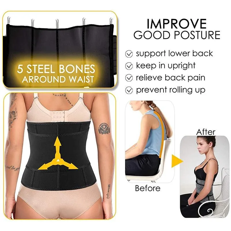 Gorgeous Sweat Shapewear - Waist Trainer Neoprene Sauna Belt For Women - Weight Loss Waist Cincher Body Shaper Tummy Control Fitness Belt (FH)(FHW1)(1U31)(1U24)