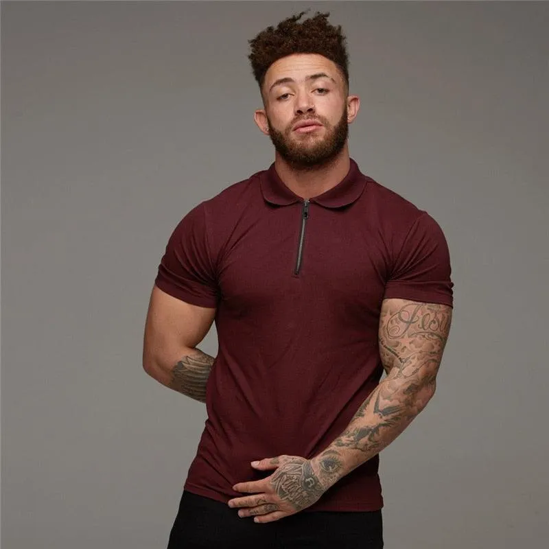 Great Muscle guys - Man Fashion Polo Shirt - Casual Fashion Plain Color Short Sleeve High Quality Slim Polo Shirt TM8)(1U8)(TM7)(1U101)(1U100