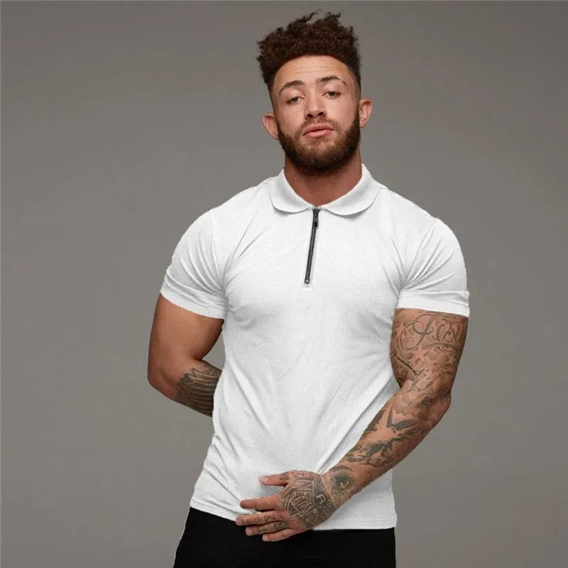 Great Muscle guys - Man Fashion Polo Shirt - Casual Fashion Plain Color Short Sleeve High Quality Slim Polo Shirt TM8)(1U8)(TM7)(1U101)(1U100