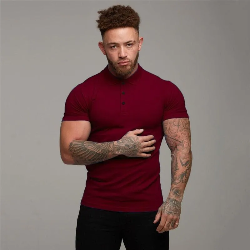 Great Muscle guys - Man Fashion Polo Shirt - Casual Fashion Plain Color Short Sleeve High Quality Slim Polo Shirt TM8)(1U8)(TM7)(1U101)(1U100