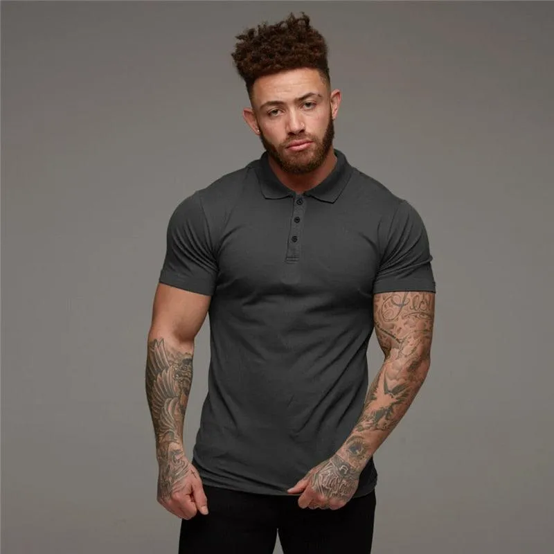 Great Muscle guys - Man Fashion Polo Shirt - Casual Fashion Plain Color Short Sleeve High Quality Slim Polo Shirt TM8)(1U8)(TM7)(1U101)(1U100