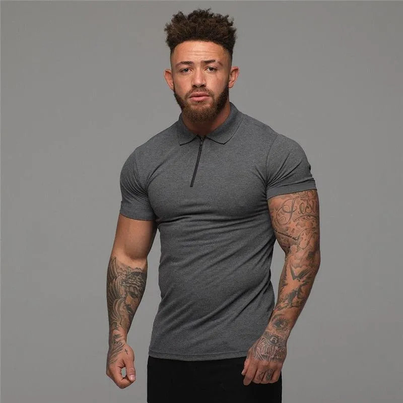 Great Muscle guys - Man Fashion Polo Shirt - Casual Fashion Plain Color Short Sleeve High Quality Slim Polo Shirt TM8)(1U8)(TM7)(1U101)(1U100