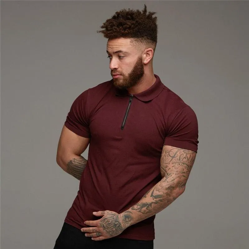 Great Muscle guys - Man Fashion Polo Shirt - Casual Fashion Plain Color Short Sleeve High Quality Slim Polo Shirt TM8)(1U8)(TM7)(1U101)(1U100