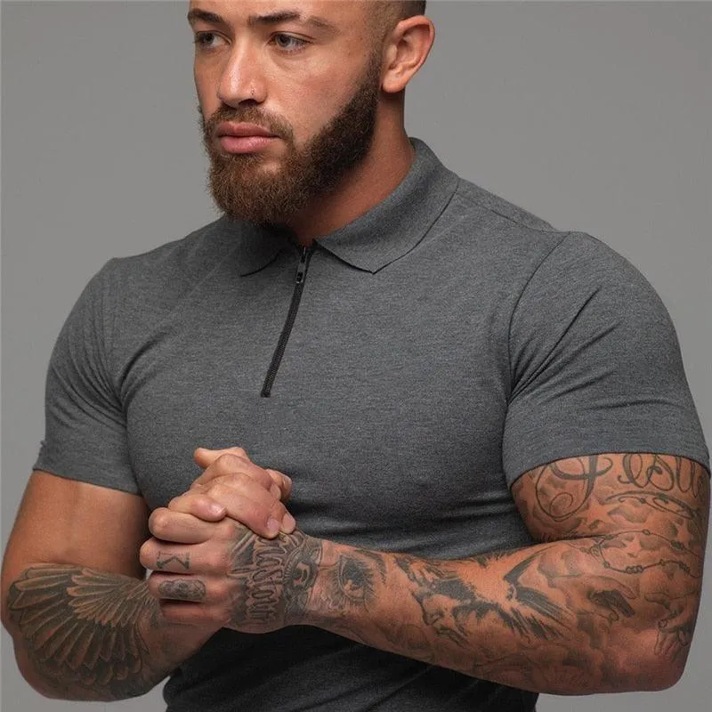 Great Muscle guys - Man Fashion Polo Shirt - Casual Fashion Plain Color Short Sleeve High Quality Slim Polo Shirt TM8)(1U8)(TM7)(1U101)(1U100