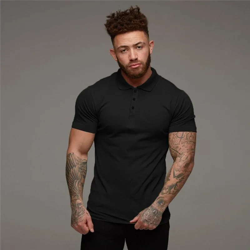 Great Muscle guys - Man Fashion Polo Shirt - Casual Fashion Plain Color Short Sleeve High Quality Slim Polo Shirt TM8)(1U8)(TM7)(1U101)(1U100