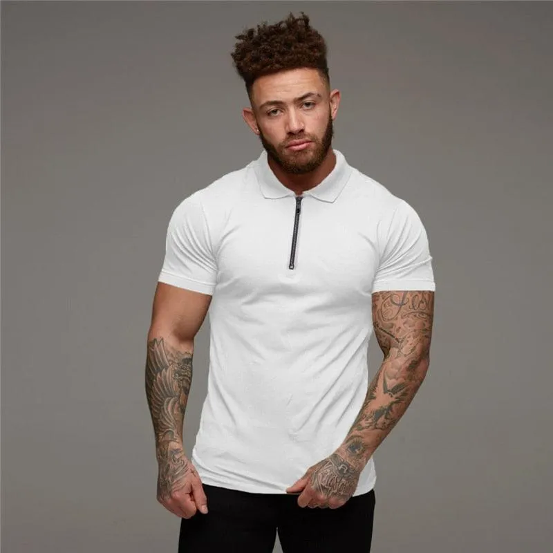 Great Muscle guys - Man Fashion Polo Shirt - Casual Fashion Plain Color Short Sleeve High Quality Slim Polo Shirt TM8)(1U8)(TM7)(1U101)(1U100