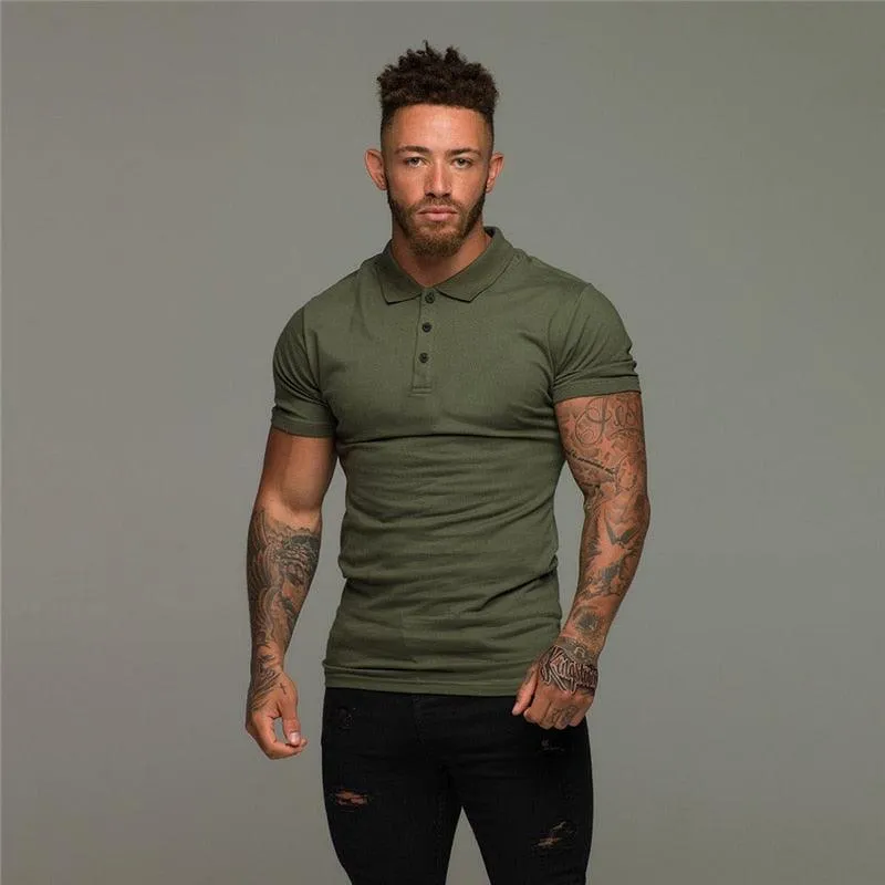 Great Muscle guys - Man Fashion Polo Shirt - Casual Fashion Plain Color Short Sleeve High Quality Slim Polo Shirt TM8)(1U8)(TM7)(1U101)(1U100