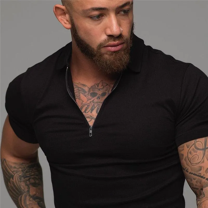 Great Muscle guys - Man Fashion Polo Shirt - Casual Fashion Plain Color Short Sleeve High Quality Slim Polo Shirt TM8)(1U8)(TM7)(1U101)(1U100