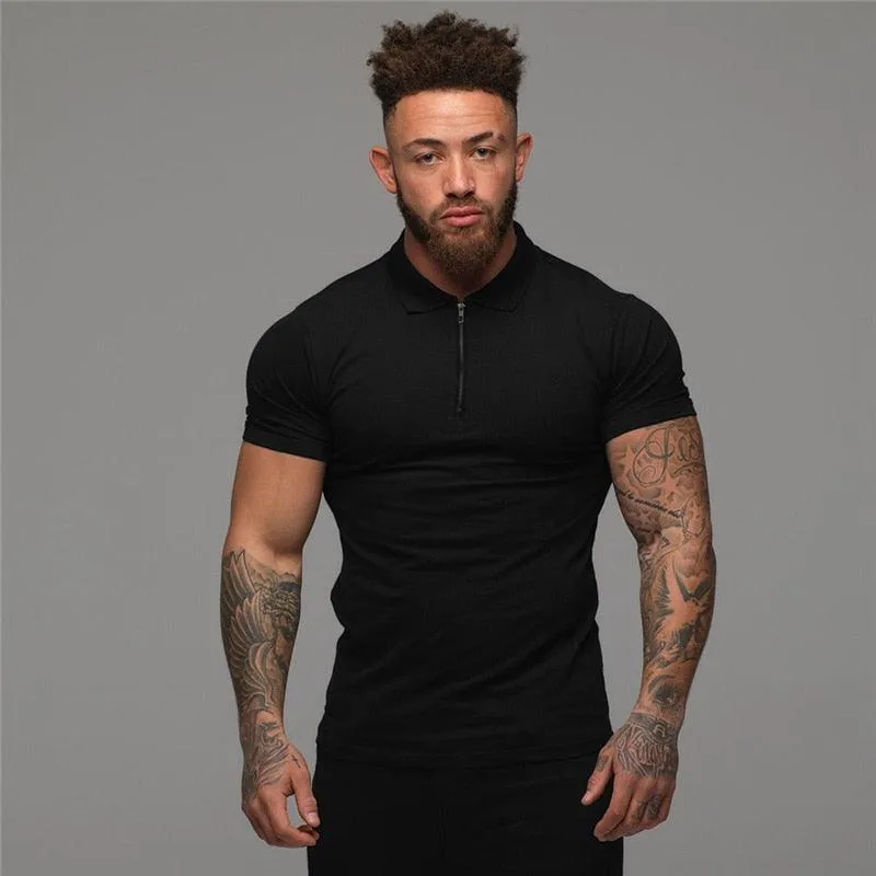 Great Muscle guys - Man Fashion Polo Shirt - Casual Fashion Plain Color Short Sleeve High Quality Slim Polo Shirt TM8)(1U8)(TM7)(1U101)(1U100