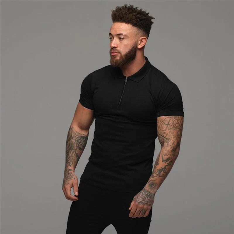 Great Muscle guys - Man Fashion Polo Shirt - Casual Fashion Plain Color Short Sleeve High Quality Slim Polo Shirt TM8)(1U8)(TM7)(1U101)(1U100