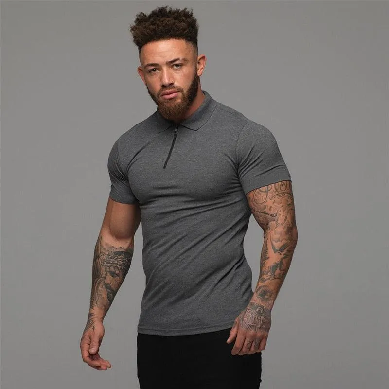 Great Muscle guys - Man Fashion Polo Shirt - Casual Fashion Plain Color Short Sleeve High Quality Slim Polo Shirt TM8)(1U8)(TM7)(1U101)(1U100