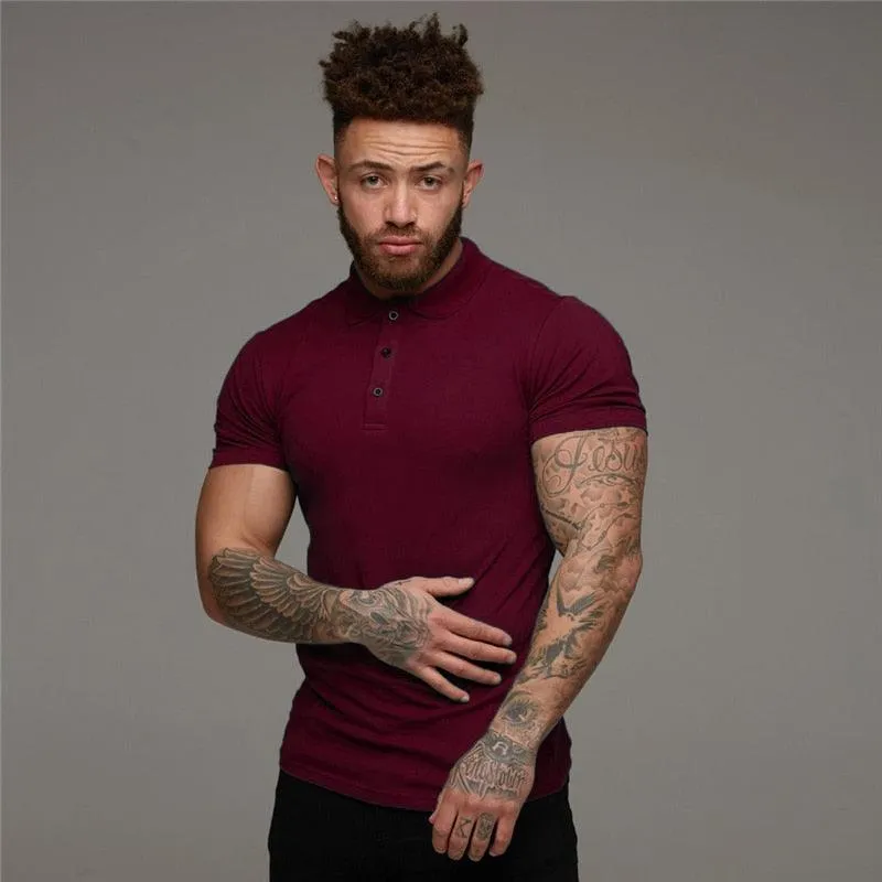 Great Muscle guys - Man Fashion Polo Shirt - Casual Fashion Plain Color Short Sleeve High Quality Slim Polo Shirt TM8)(1U8)(TM7)(1U101)(1U100