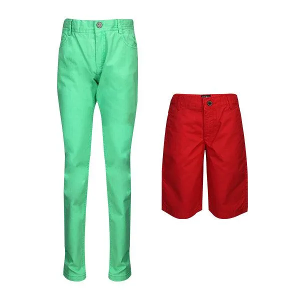 GREEN/RED BOYS TROUSER/SHORT BUNDLE