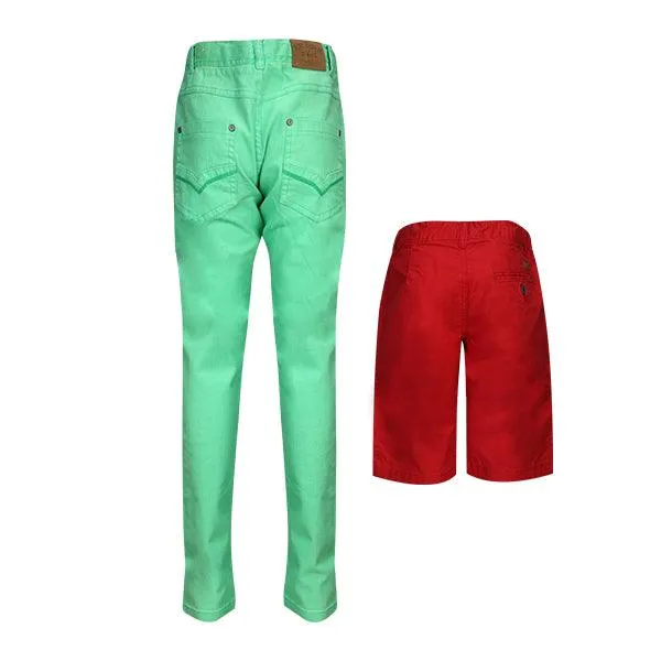 GREEN/RED BOYS TROUSER/SHORT BUNDLE