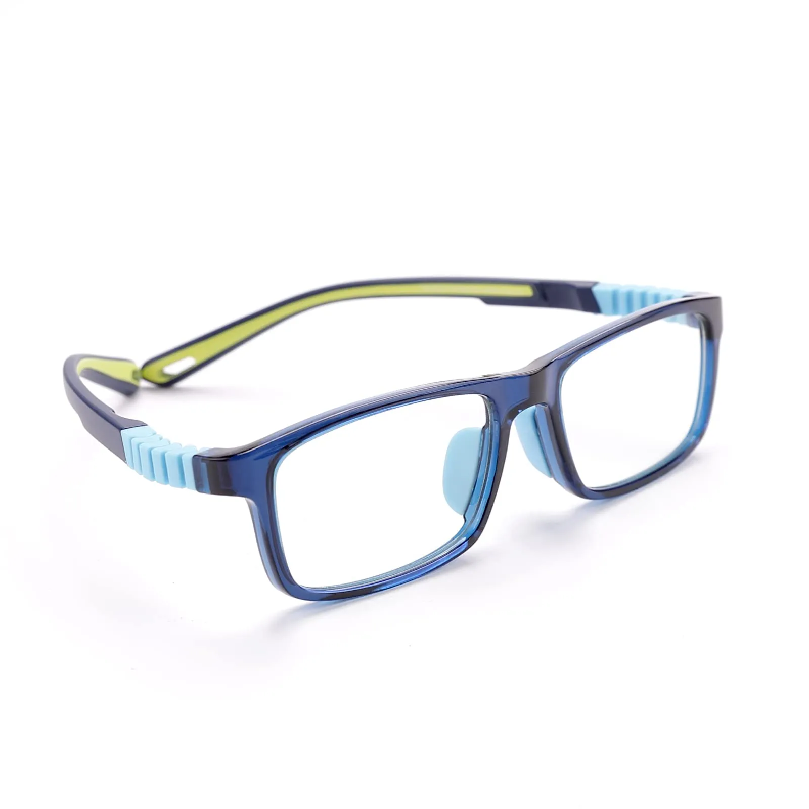 Intellilens | Zero Power Blue Cut Computer Glasses | Anti Glare, Lightweight & Blocks Harmful Rays | UV Protection Specs | For Boys & Girls | Blue | Square | Small