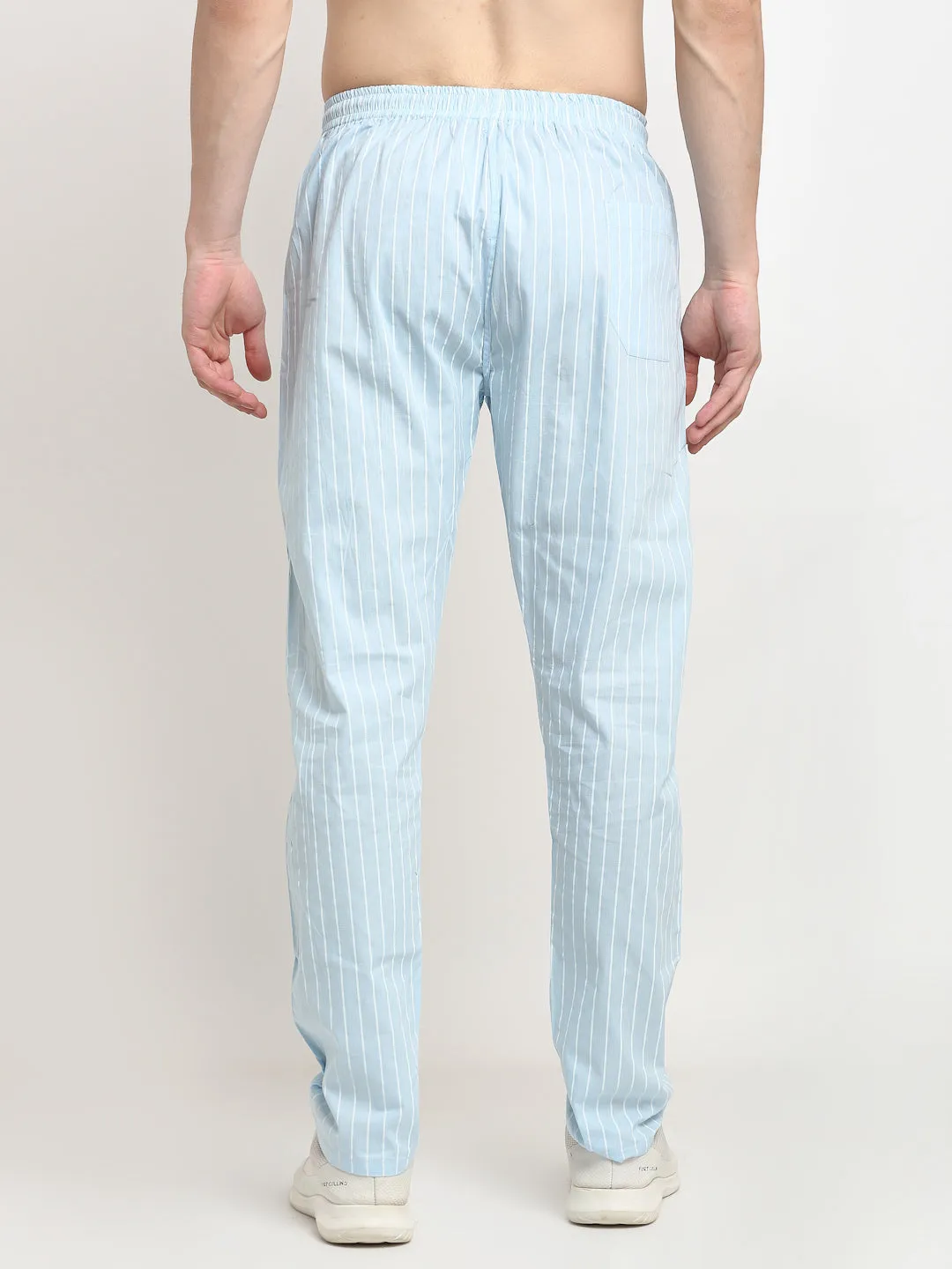 Jashvi Men's Blue Cotton Striped Track Pants