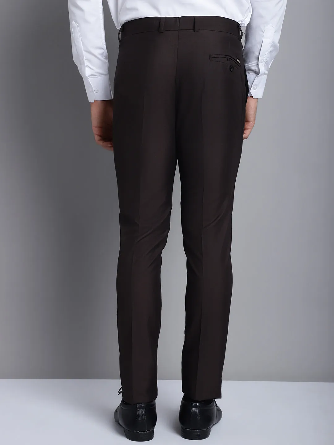 Jashvi Men's Coffee Tapered Fit Formal Trousers