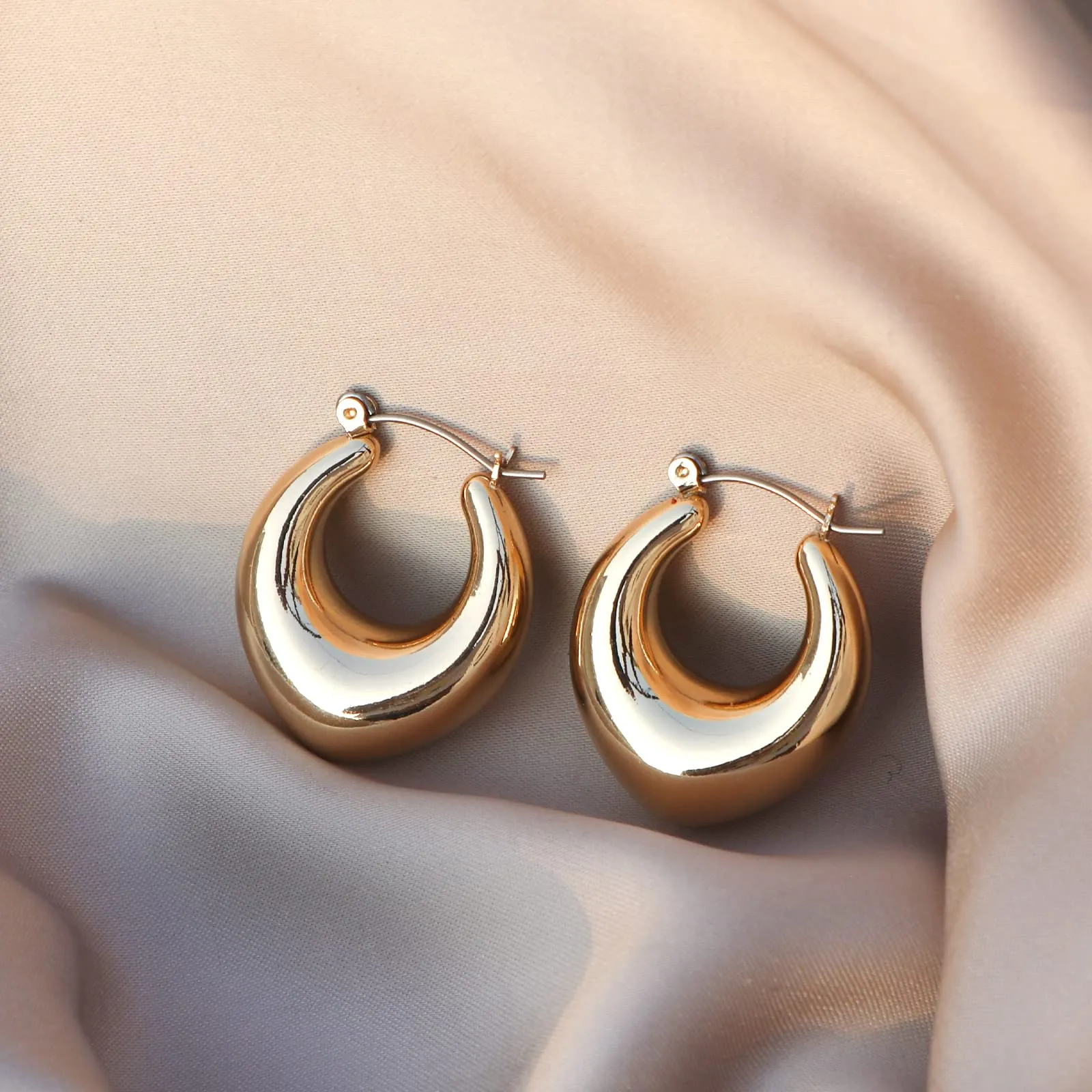 Joker & Witch Minimal Drop Shaped Gold Hoops for Women