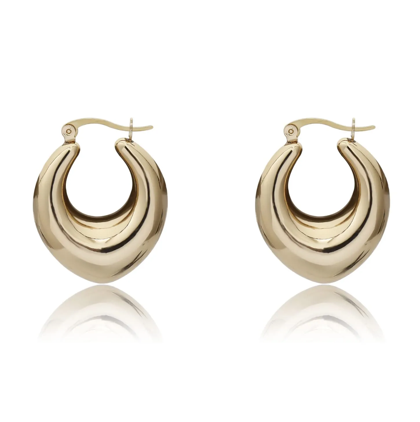 Joker & Witch Minimal Drop Shaped Gold Hoops for Women