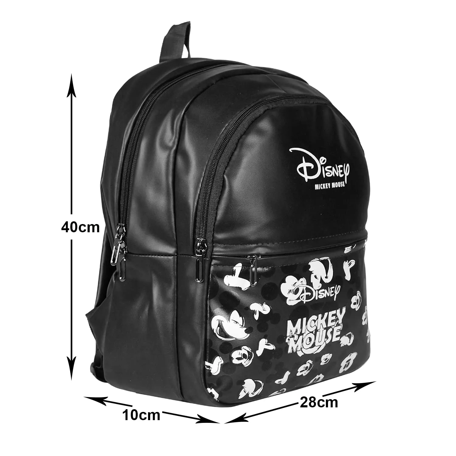 Kuber Industries Disney Mickey School Bag | Leather School Bags | Student Bookbag | School Bag for Girls & Boys | School Backpack for Kids | 3 Compartments School Bag | Black