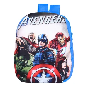 Kuber Industries Marvel Avengers School Bag | Velvet Kids School Bags | Student Bookbag | School Bag for Girls & Boys | School Backpack for Kids | 2 Compartments | Blue