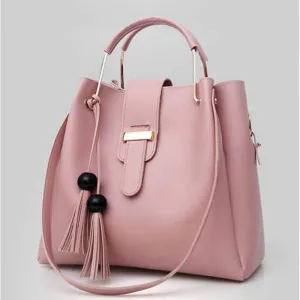 lady's chic graceful pure-color simplism fashion large-capacity shoulder bag bucket bag