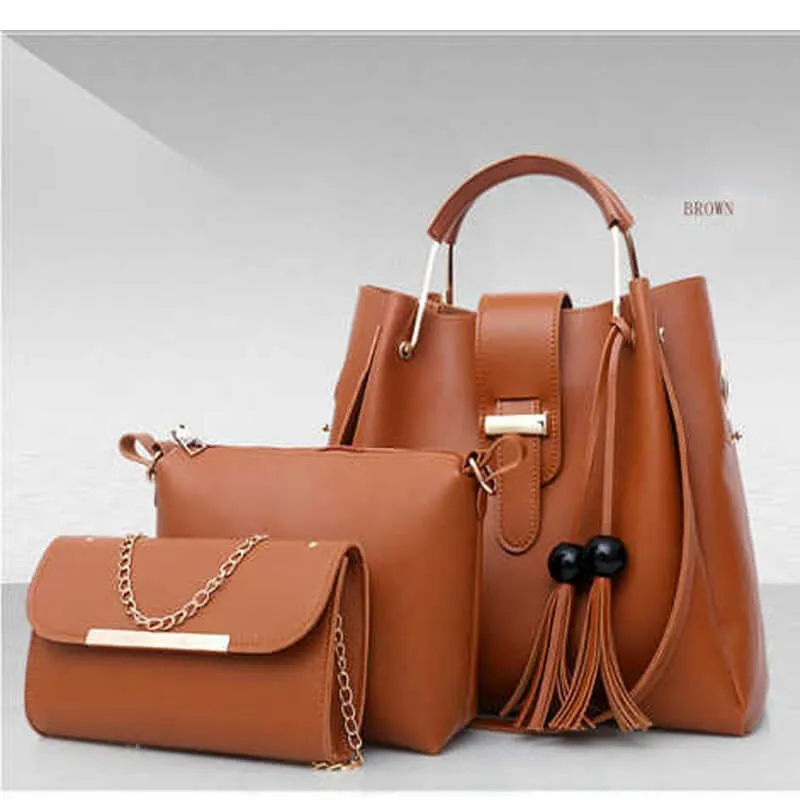 lady's chic graceful pure-color simplism fashion large-capacity shoulder bag bucket bag