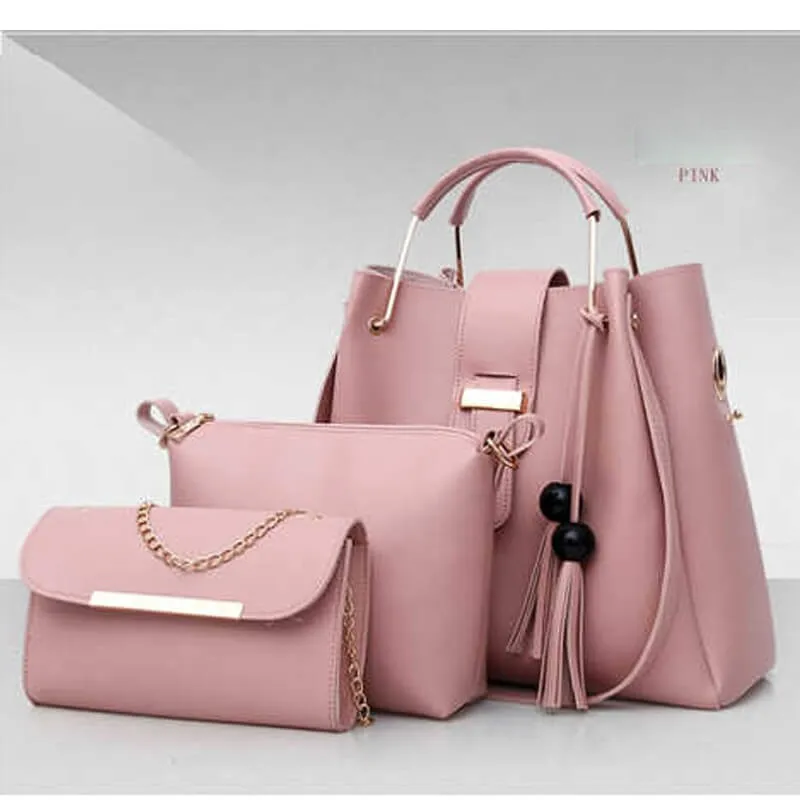 lady's chic graceful pure-color simplism fashion large-capacity shoulder bag bucket bag