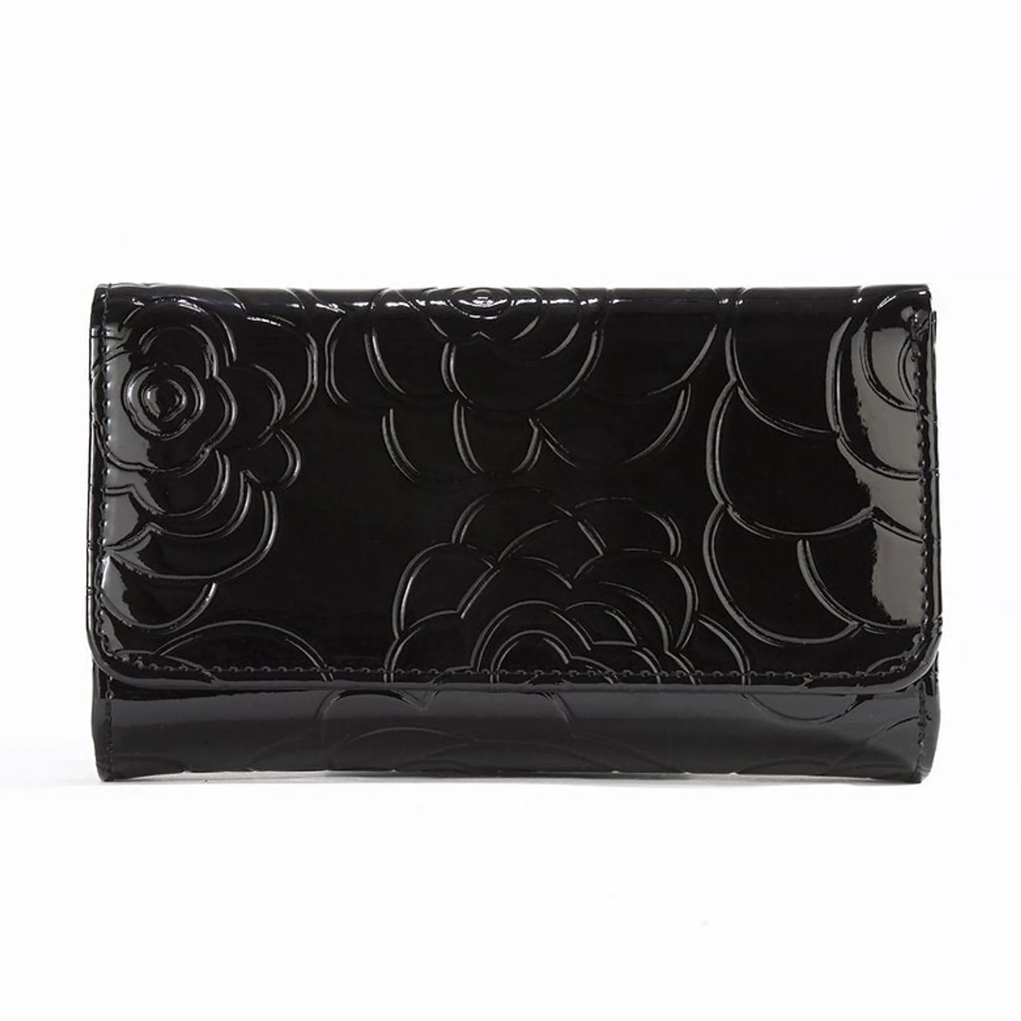 Leather Flower Print Wallet Medium/Large